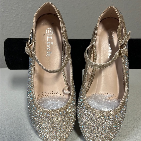 Link Glittery Gold Mary Jane Shoes - Picture 1 of 6
